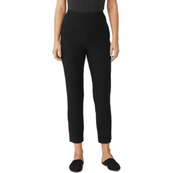 Eileen Fisher Womens Black Stretch Pull On Pants Medium - Picture 1 of 9
